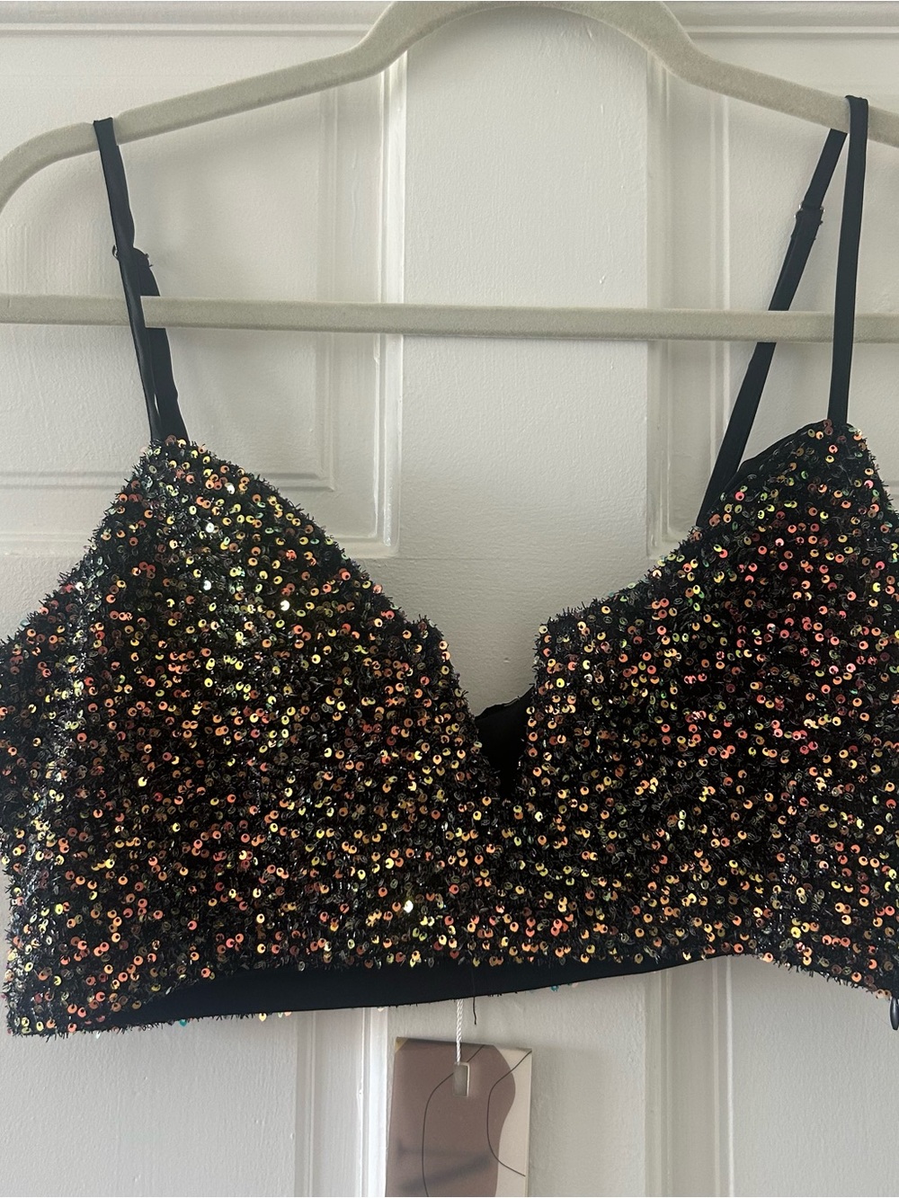 Black Multicolor Sequin Bralette Micas Size Small